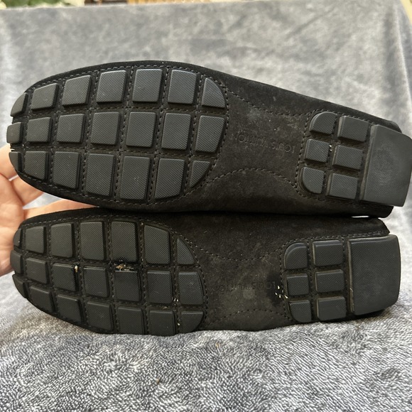Louis Vuitton Suede Driving Loafers Men's 6.5 Black LV Hardware Made Italy - Picture 10 of 16